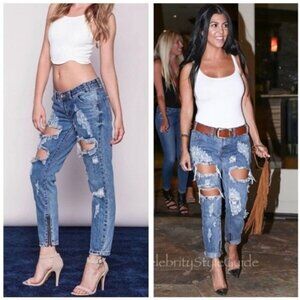 One Teaspoon Women's Distressed Ripped Trashed Freebirds Jeans Size 24